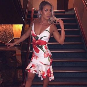 Red roses mermaid style dress